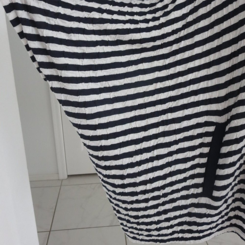 New JUDE Zip Front Hooded Striped Navy White Jacket Dolman Batwing Pockets NWT - Picture 9 of 14